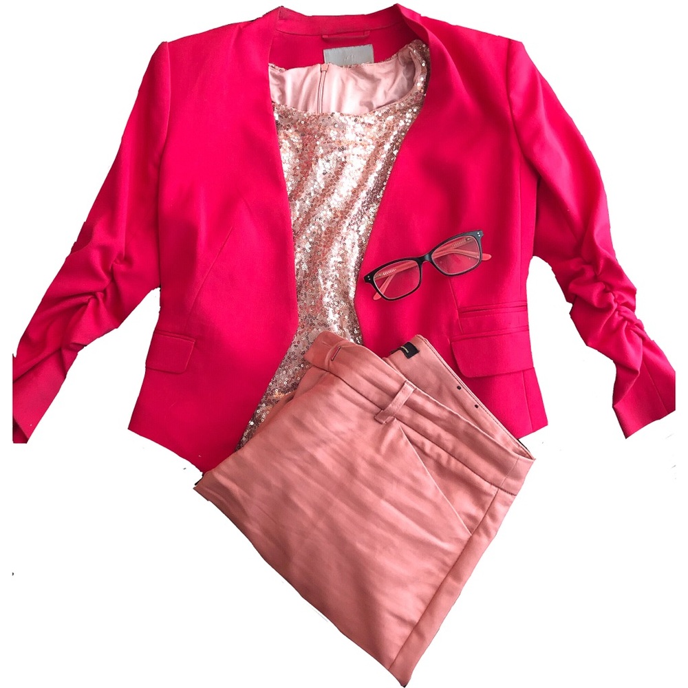 Rose Gold Scoop Neck Bodysuit W/ Sequins - NWOT